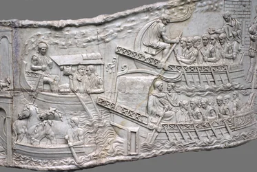 Les galères romaines. Détail de relief de la Colonne de Trajan