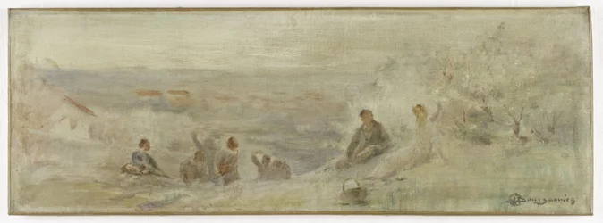 Esquisse pour la mairie de Montreuil-sous-Bois : Paysage - Repos sous les arbres, en 1892