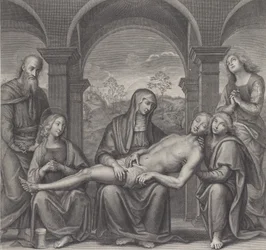 Christ dans le tombeau, reposant sur les genoux de la Vierge, d