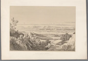 Paysage avec vue sur les ruines de Corinthe