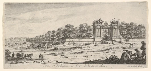Vue de la porte de la résidence de la Reine Mère, de la série Vues et nouvelles..., vers 1644