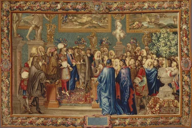 Une audience accordée par Louis XIV au comte de Fuentes... au Louvre, 24 mars 1662, vers 1730