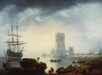 Scène de port méditerranéen : Matin, 1745