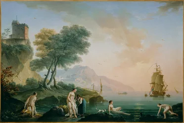Baigneuses au bord de la mer (peinture sur toile)