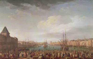 Vue matinale du port intérieur de Marseille et du pavillon de l
