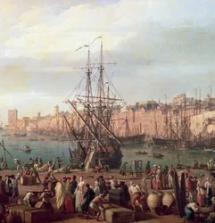 Vue matinale du port intérieur de Marseille et du pavillon de l