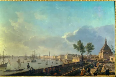 Le port de Bordeaux avec les remparts, XVIIIe siècle. Paris, Musée de la Marine