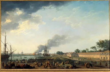 Vue du port de Rochefort et de la Corderie Royale