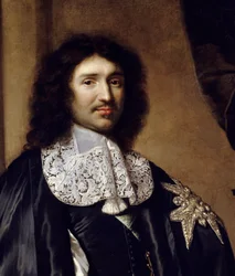 (détail) Portrait de Jean-Baptiste Colbert (1619-1683) Ministre de Louis XIV. Peinture de Claude Lefebvre (1632-1675). 1666