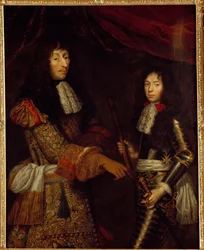 Portrait de Louis II Prince de Bourbon (Bourbon-Condé) (1621-1686) dit le Grand Condé et de son fils Henri Jules Duc d