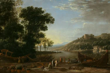 Paysage avec marchands