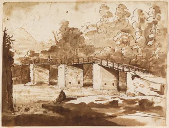 Paysage avec un pont