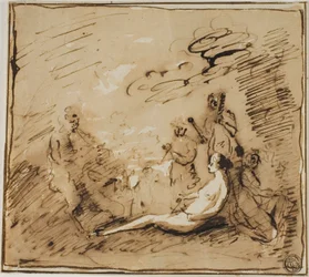 Nymphes et satyres jouant des instruments de musique