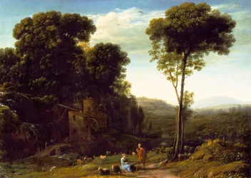 Paysage pastoral avec un moulin, 1634