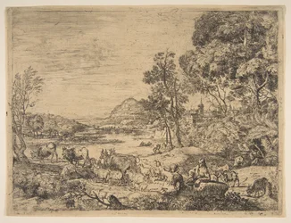 Berger et bergère conversant dans un paysage, vers 1651