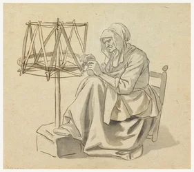 Une vieille femme filant