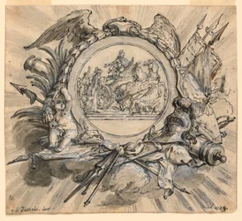 Cartouche avec attributions de guerre