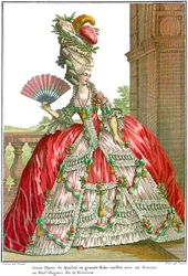 Robe de cour française avec larges paniers