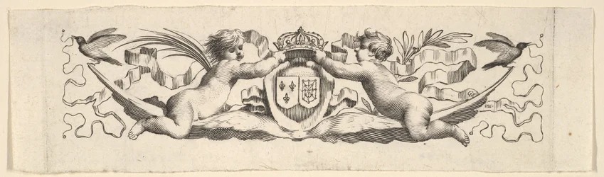 Bandeau : Deux enfants avec les armes de France et de Navarre
