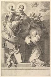 Saint Bernard agenouillé devant la Vierge et l