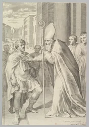 Saint Ambroise, archevêque de Milan, repoussant l