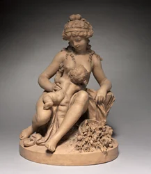 Jeune femme et enfant jouant, années 1780
