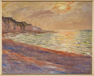 La plage de Pourville, soleil couchant