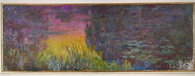 Les Nympheas, soleil couchant (oil on canvas)