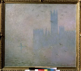Les mouettes, la Tamise, le Parlement de Londres
