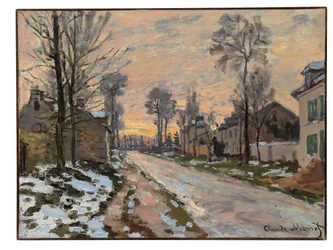Route à Louveciennes, neige fondante, soleil couchant, c.1869-70