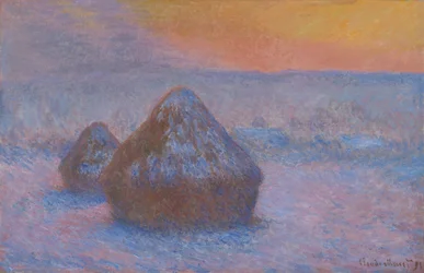 Meules de foin (Coucher de soleil, effet de neige)
