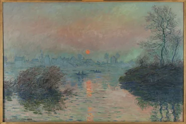Coucher de soleil sur la Seine à Lavacourt, effet d