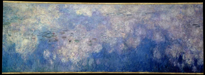 Les nymphéas ; les nuages. Partie centrale du triptyque peint à Giverny. Peinture de Claude Monet (1840-1926)