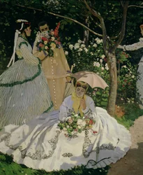 Femmes dans le jardin, femme assise avec un parasol (détail)