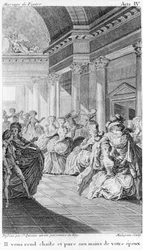 Le mariage de Figaro de Beaumarchais, acte IV. dessin de St. Quentin, gravure de Malapeau