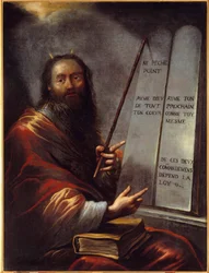 Moïse et les Tables de la Loi. Peinture par Claude Vignon (1593-1670) 17ème siècle Rouen, Musée des Beaux-Arts