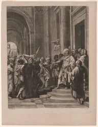 Jésus enveloppé dans la robe des fous, planche 12 de La Passion du Christ