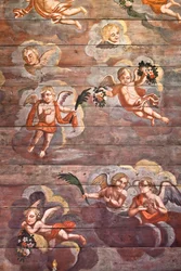 Locquirec (Finistère) / Saint-Jacques church, painted vault panelling (photo)