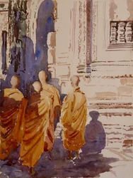 Bayon pm - les moines passegiata, 2000 (aquarelle)