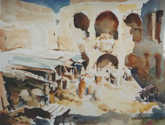 Fondouk des Peaussiers, Fès, 2000 (aquarelle)
