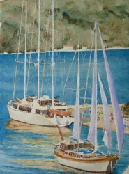 Grands yachts - Korçula, 2010 (aquarelle)
