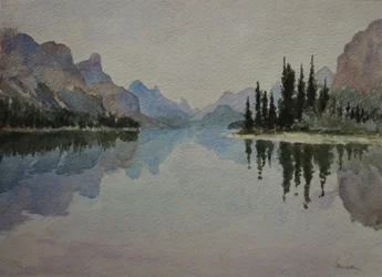 Lac Maligne, vers le soir IMG_2026, 2016 (aquarelle)