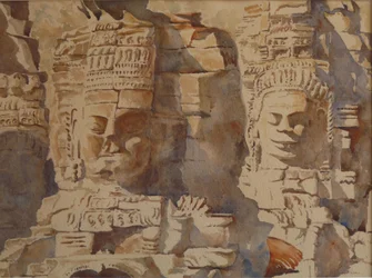 Le Bayon, Angkhor - Combien de visages, 2008 (aquarelle)