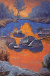 Reflets du coucher de soleil sur la rivière