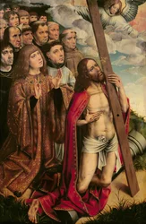 Christ le Médiateur avec Philippe le Beau (1478-1506) et son entourage, panneau de gauche d