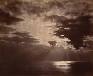 Coucher de soleil en mer, années 1860 (photo)