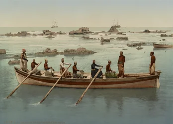Bateliers, Jaffa, Israël, vers 1890-1906