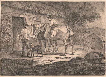 Chevaux à la porte des cottages