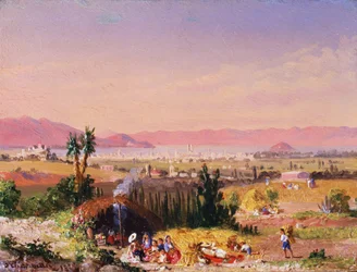 Vue de Mexico avec un campement