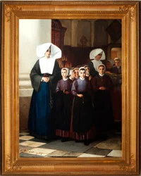 Peinture. Signé et daté : Constant Meunier 1864. Les orphelins. Huile sur toile. (détail)